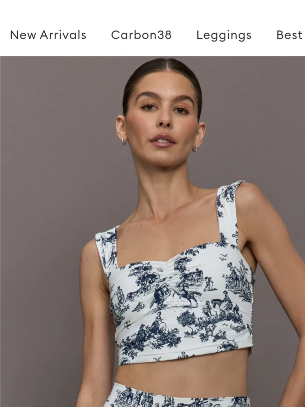 Carbon38 White and Navy Toile Crop Tank